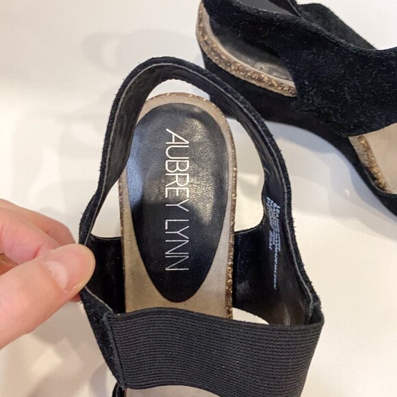 Aubrey Lynn Pennie Wedge Suede Slingback Sandal - Size 8 - Picture 10 of 13